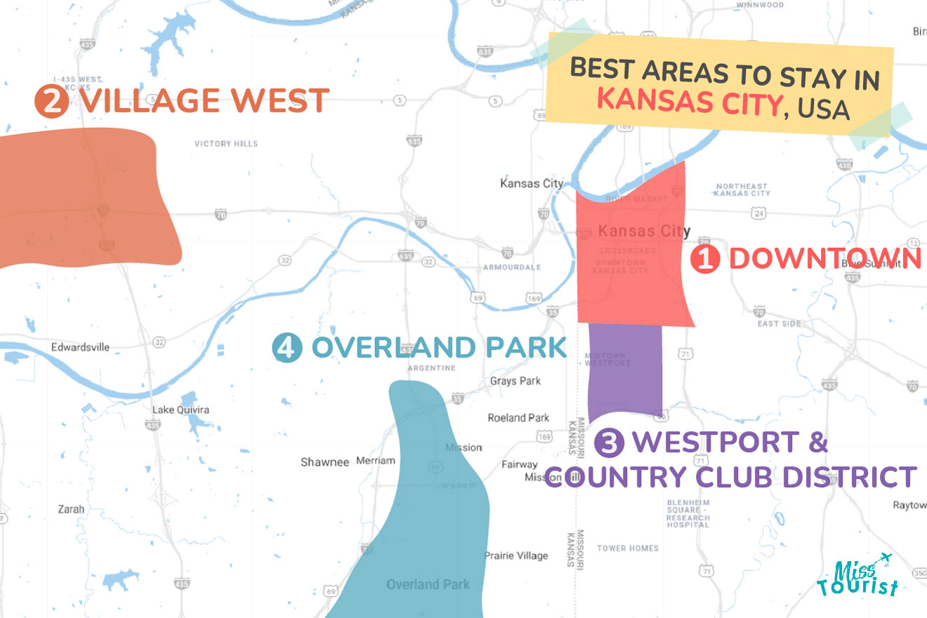Map of best places to stay KANSAS CITY